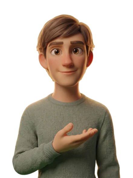 Gabriele nella versione illustrata che trovi dentro l'app